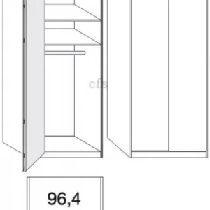 2 Left Door Wardrobe with Carcase Color Front