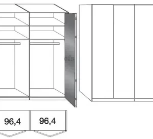 4 Door Wardrobe with Carcase Color Front  W 200cm x H 216cm x D 58cm