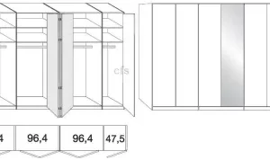 8 Door 2 Parsol Bronze Glass Mirrored Wardrobe with Carcase Color Front
