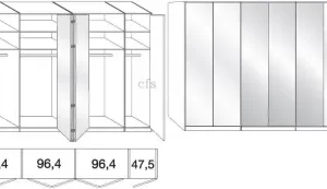 7 Door 3 Parsol Bronze Glass Mirrored Wardrobe with Carcase Color Front
